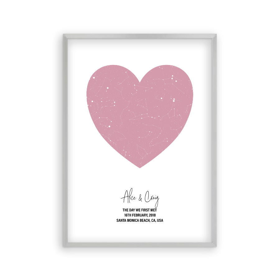 Personalised Heart Star Map Print