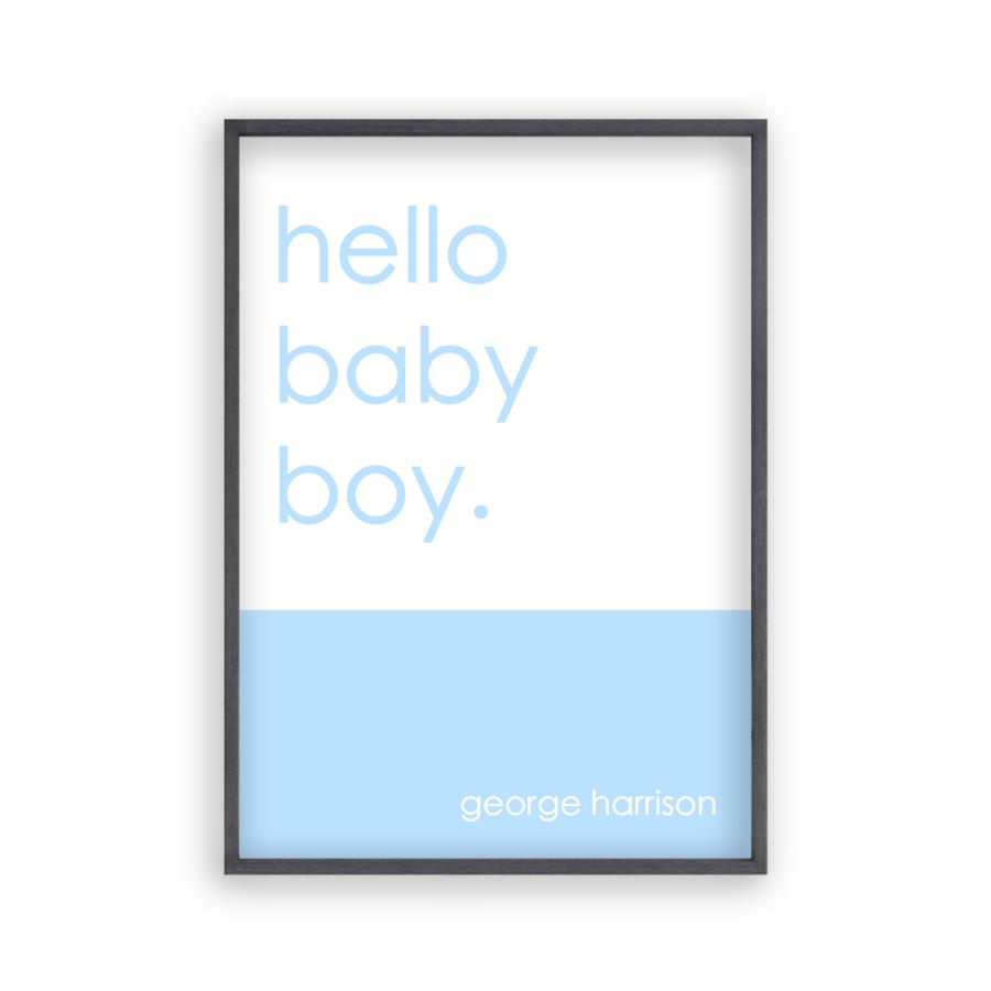 Personalised Hello Baby Boy Print - Blim & Blum