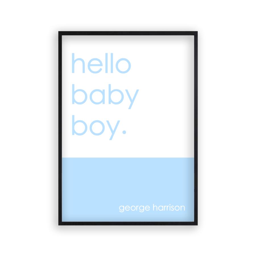 Personalised Hello Baby Boy Print - Blim & Blum