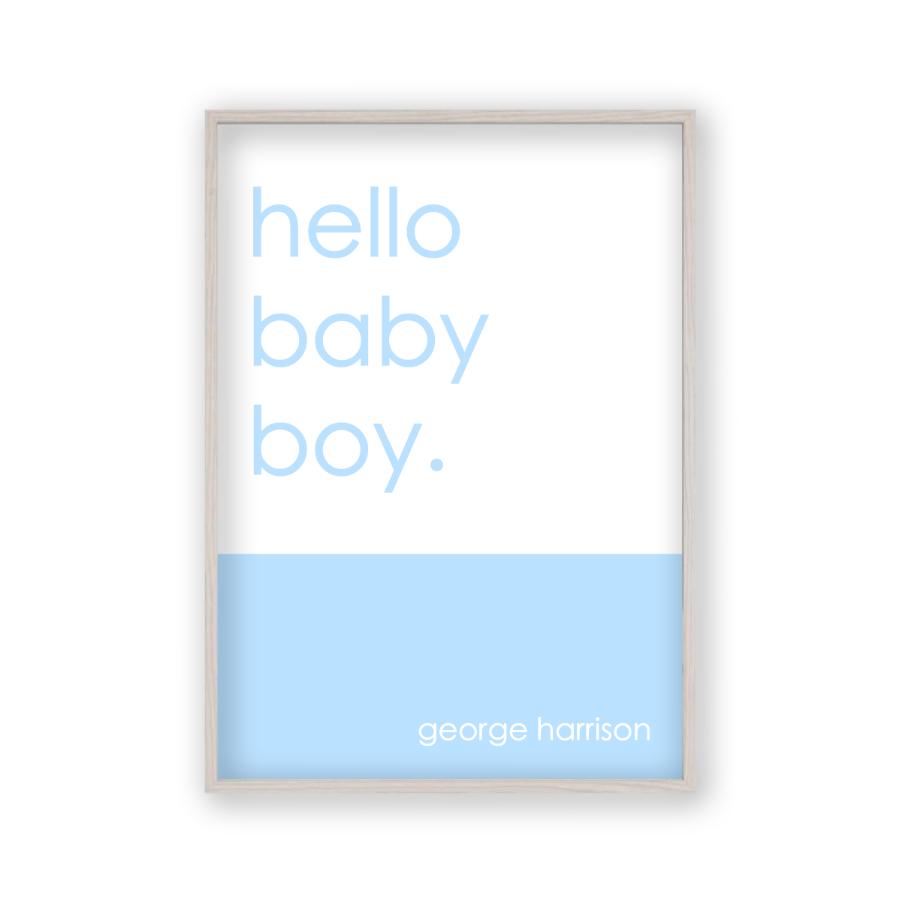 Personalised Hello Baby Boy Print - Blim & Blum