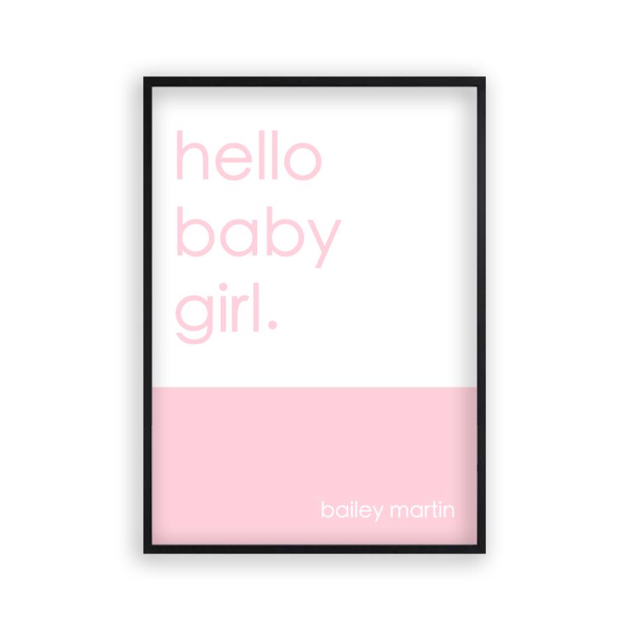Personalised Hello Baby Girl Print - Blim & Blum