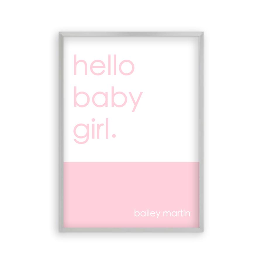 Personalised Hello Baby Girl Print - Blim & Blum