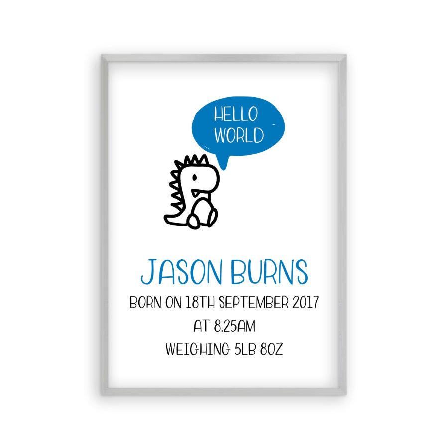 Personalised Hello World Baby Birth Print - Blim & Blum