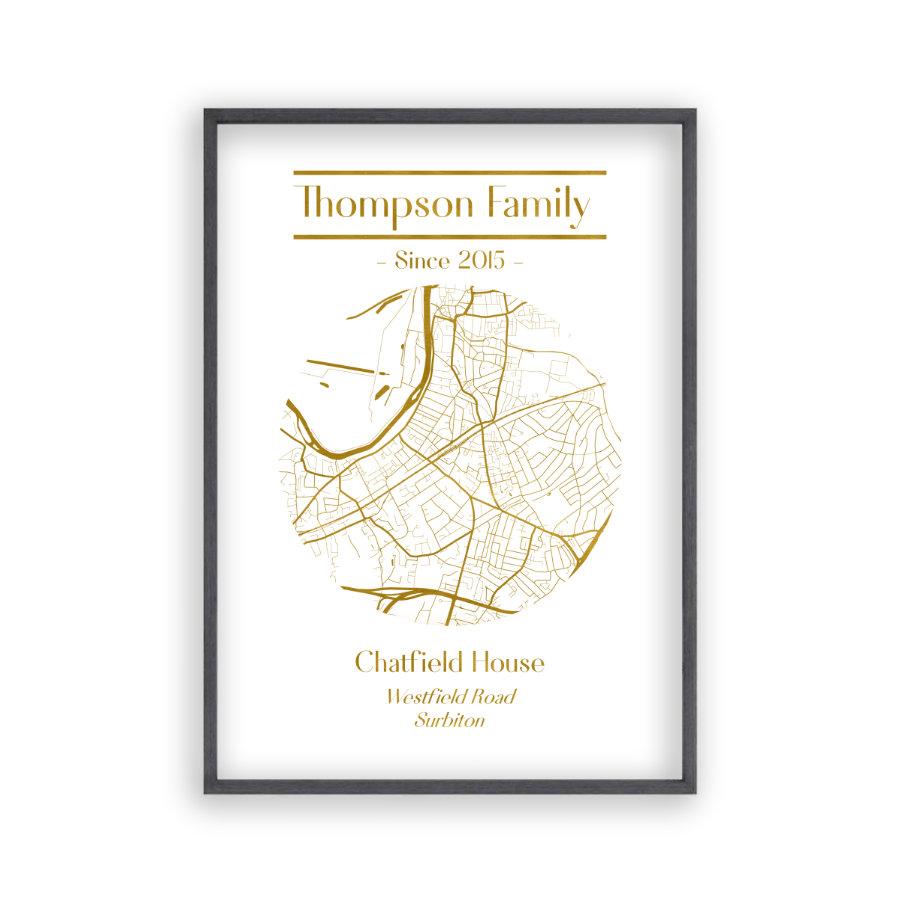 Personalised Metallic Map Print - Blim & Blum