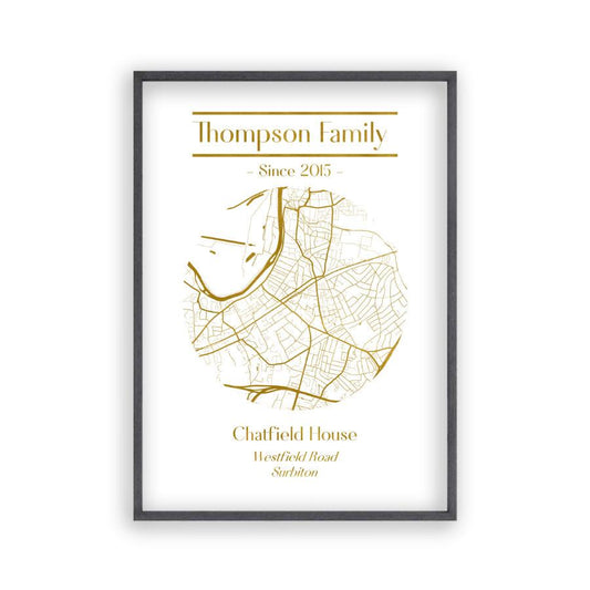 Personalised Metallic Map Print - Blim & Blum