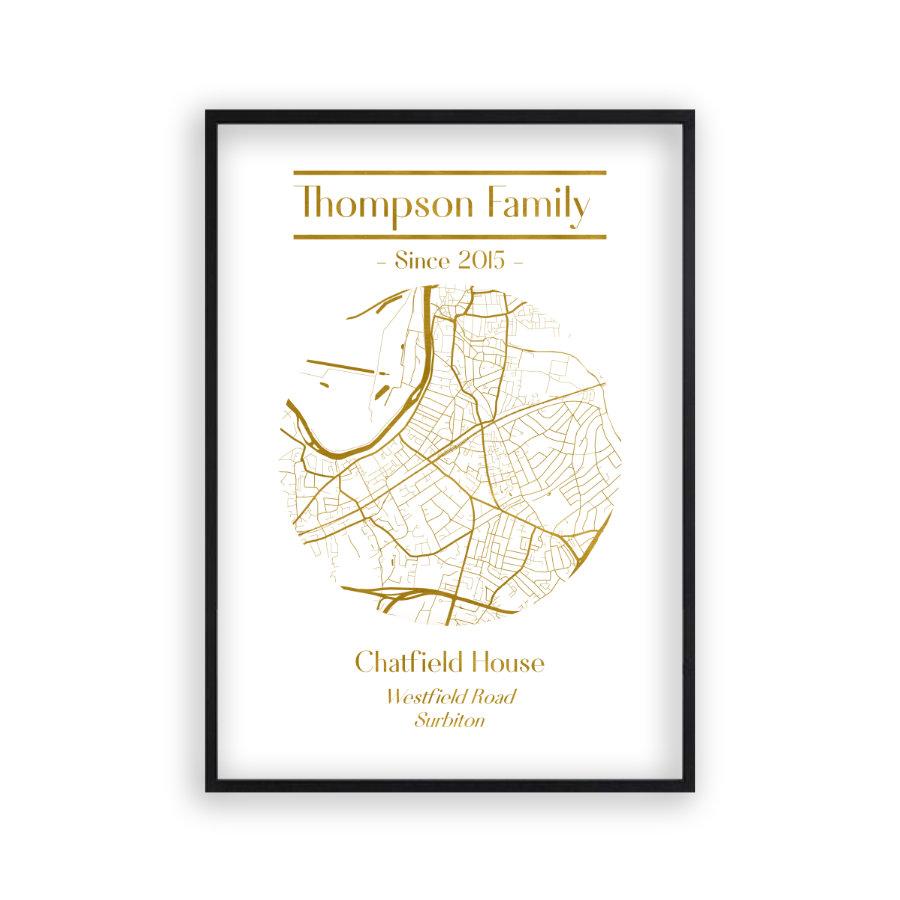 Personalised Metallic Map Print - Blim & Blum
