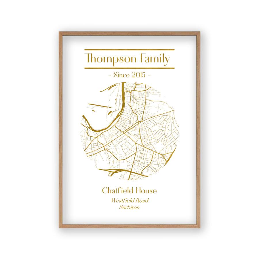 Personalised Metallic Map Print - Blim & Blum