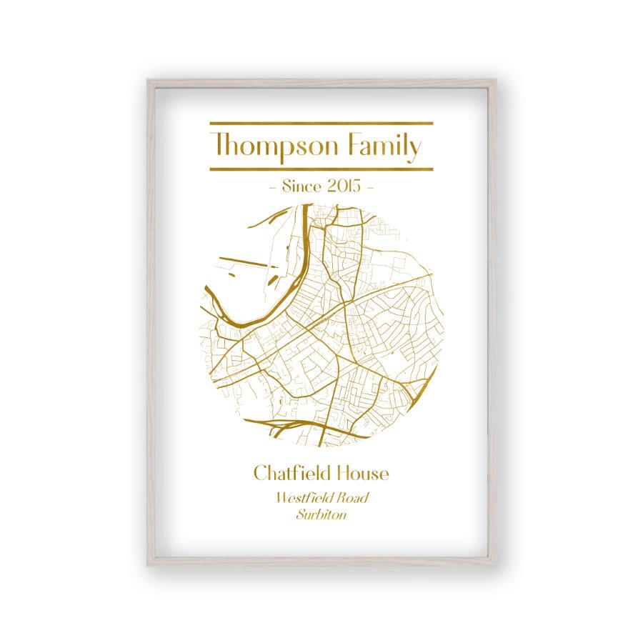Personalised Metallic Map Print - Blim & Blum