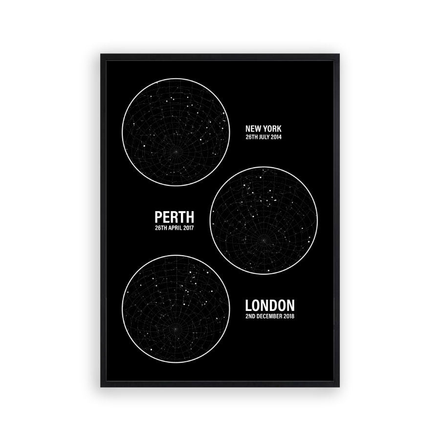 Personalised Star Map Multiple Locations Print