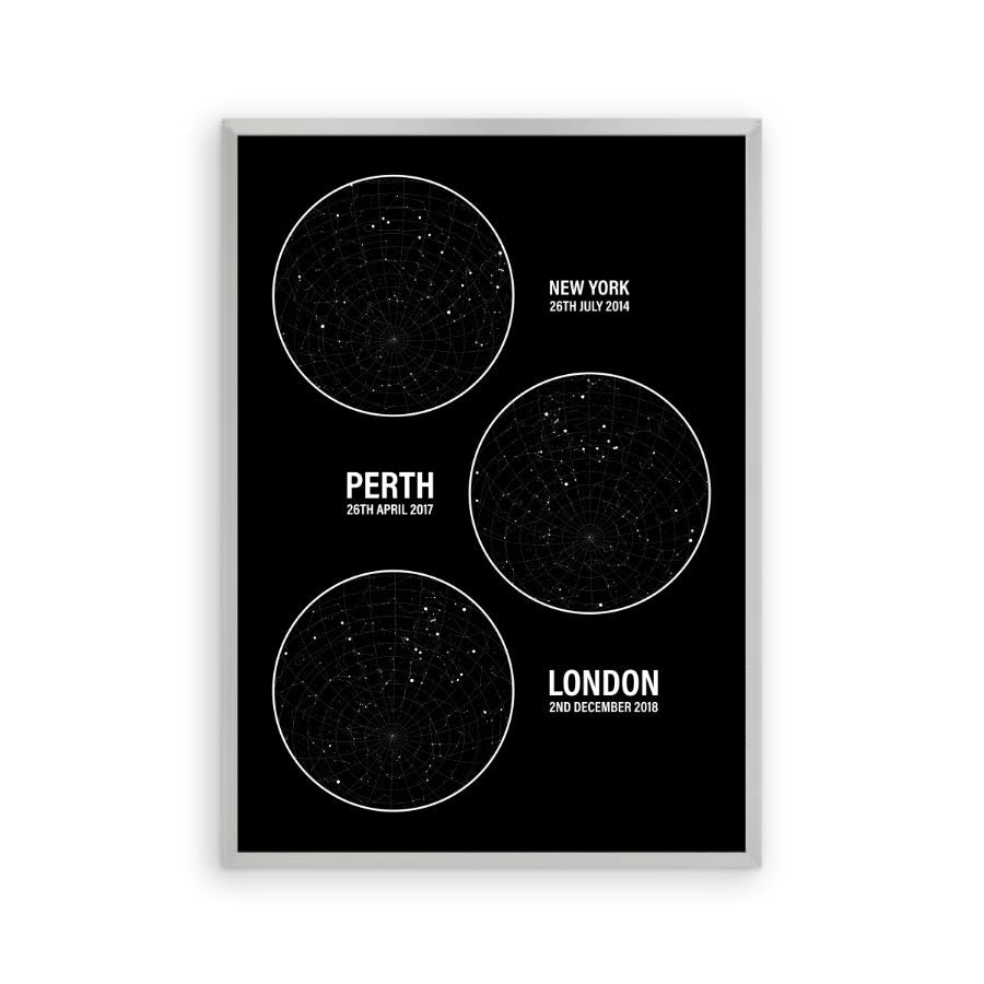 Personalised Star Map Multiple Locations Print