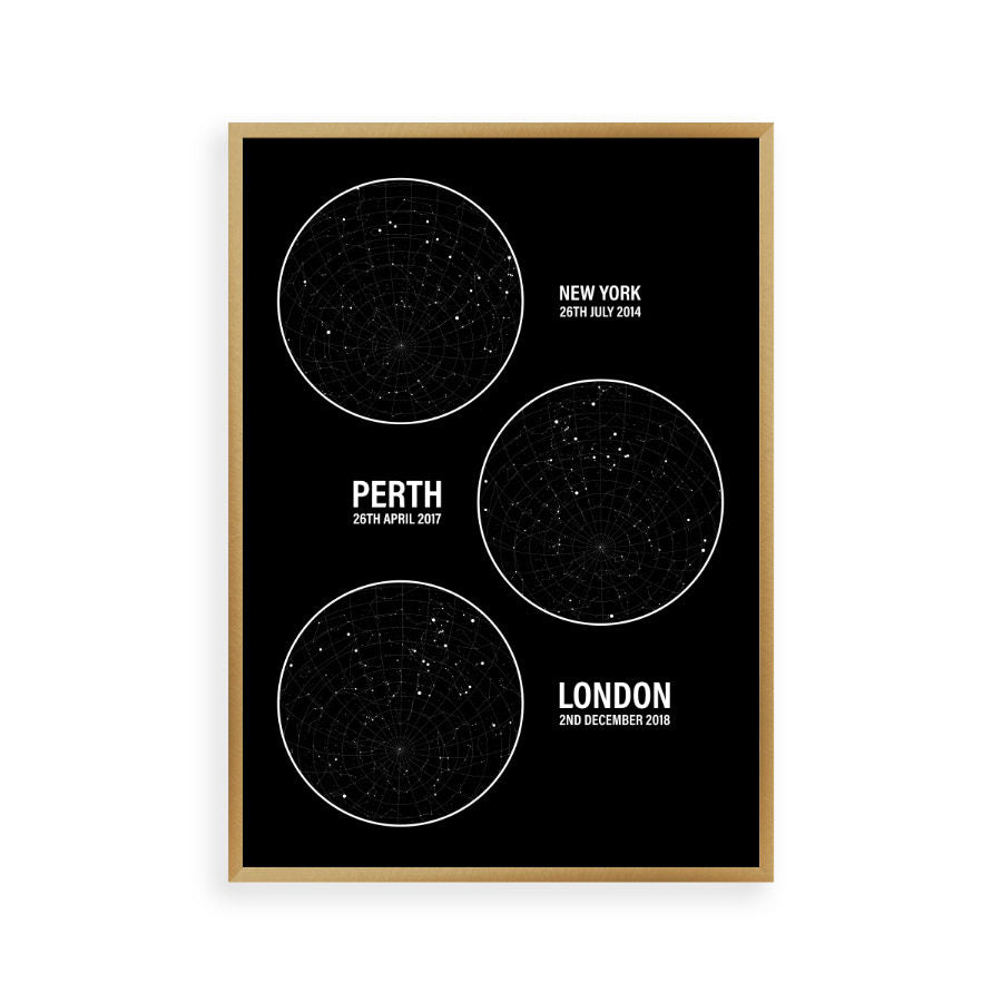 Personalised Star Map Multiple Locations Print