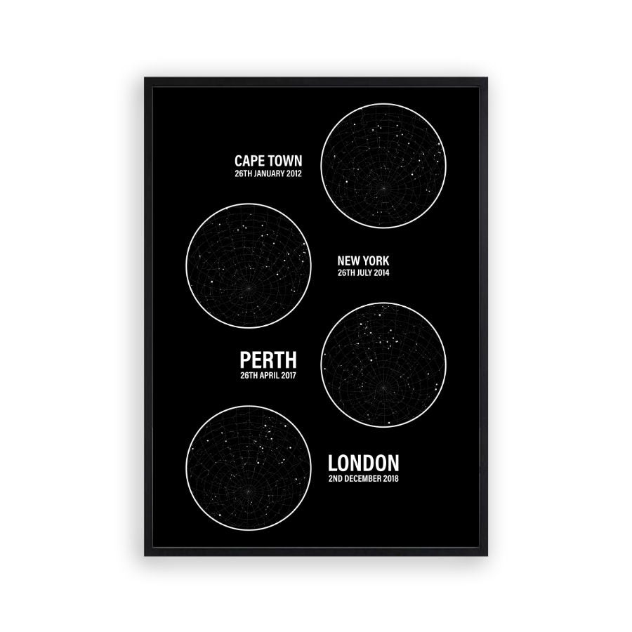 Personalised Star Map Multiple Locations Print