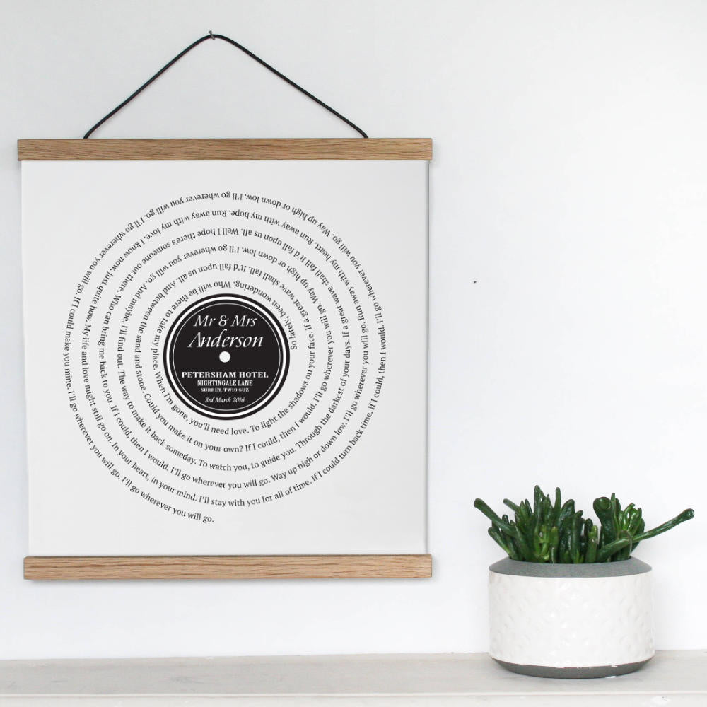 Personalised Wedding Song Lyrics Vinyl Print