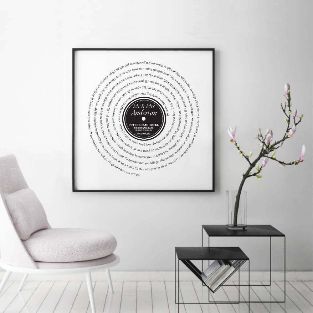 Personalised Vinyl First Dance Song Record Lyrics Print - Blim & Blum