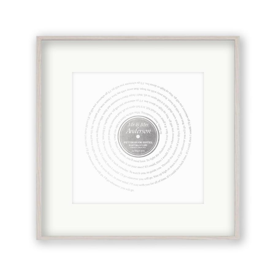 Personalised Vinyl Metallic Foil First Dance Song Record Lyrics Print - Blim & Blum