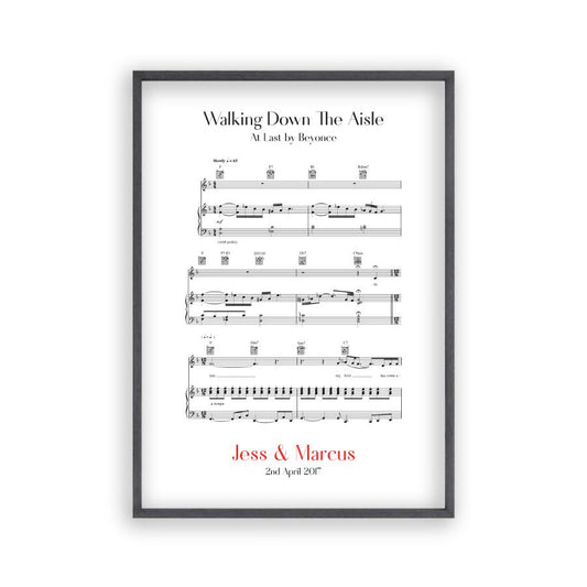 Personalised Walking Down The Aisle Music Sheet Notes Print - Blim & Blum