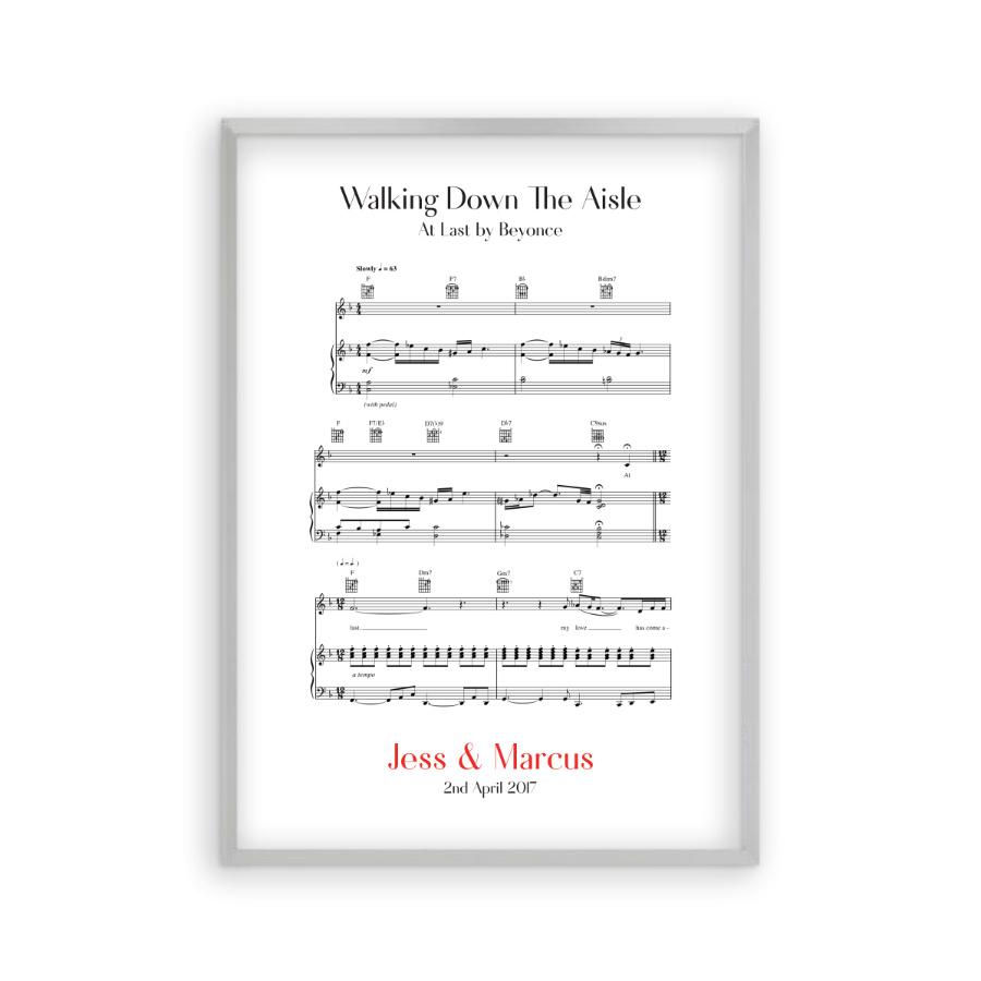 Personalised Walking Down The Aisle Music Sheet Notes Print - Blim & Blum