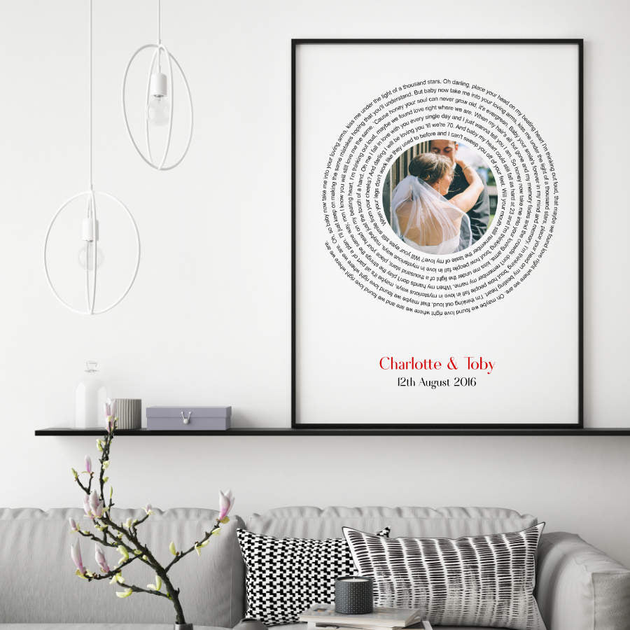 Personalised Wedding Or Couple Photo Song Lyrics First Dance Print