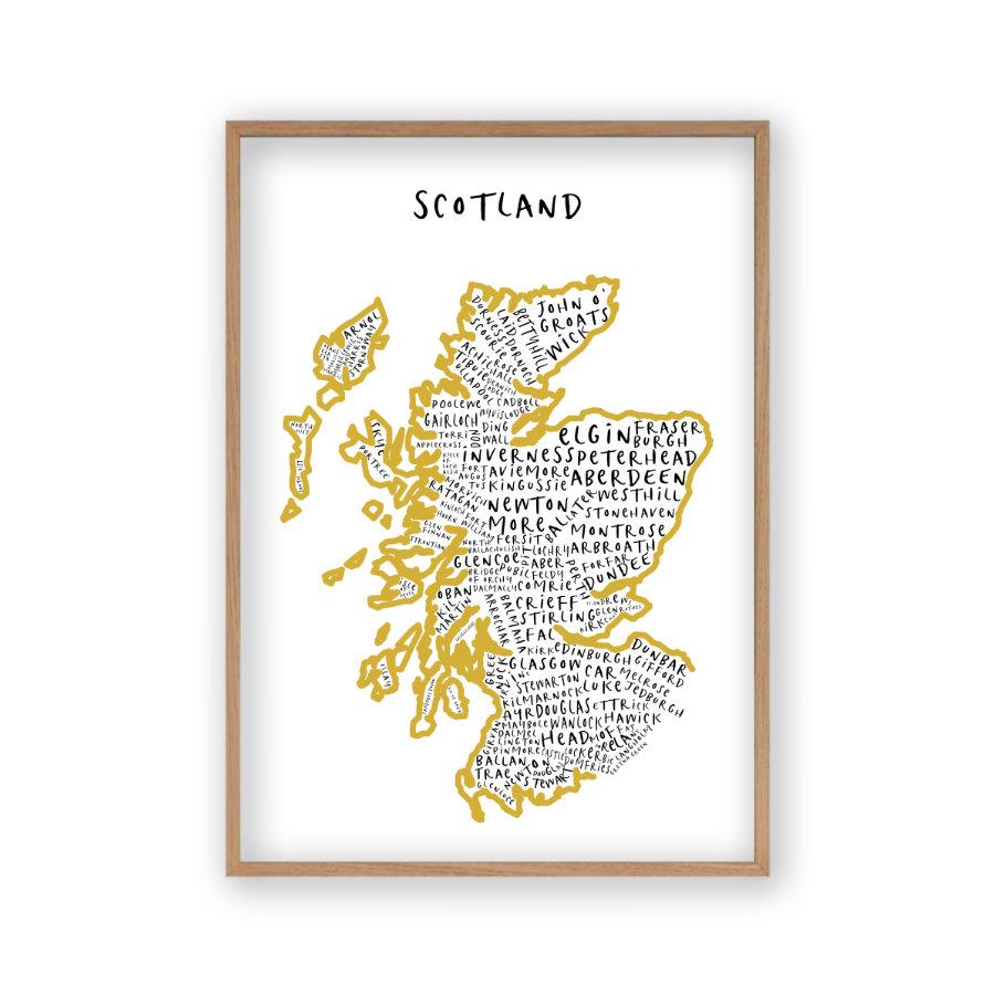 Scotland Typography Map Print - Blim & Blum