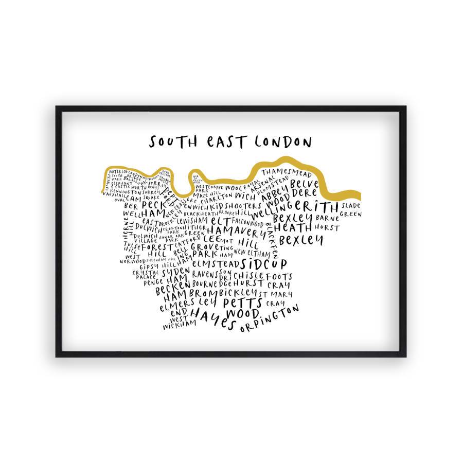 South East London Typography Map Print - Blim & Blum