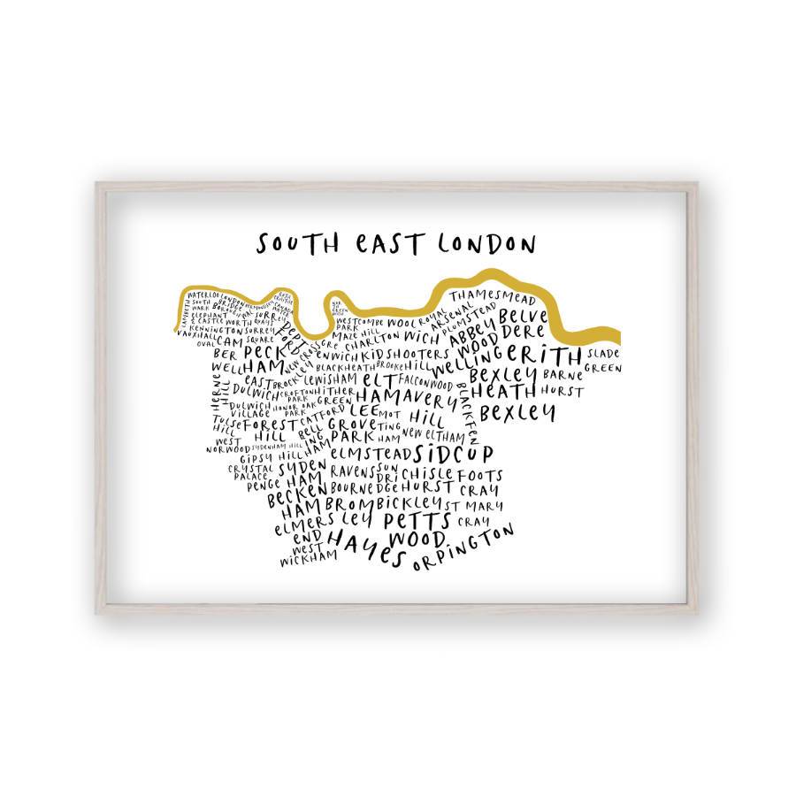 South East London Typography Map Print - Blim & Blum