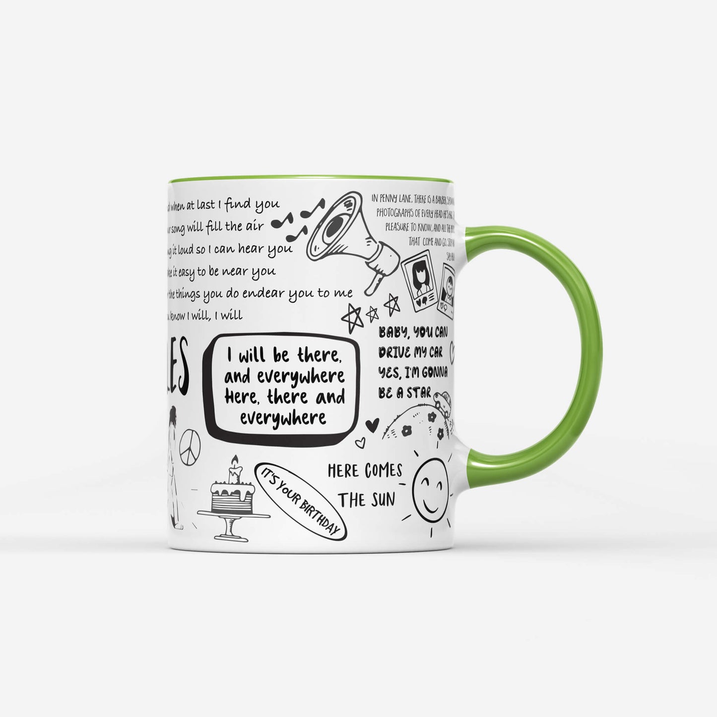 The Beatles Doodle Lyrics Mug