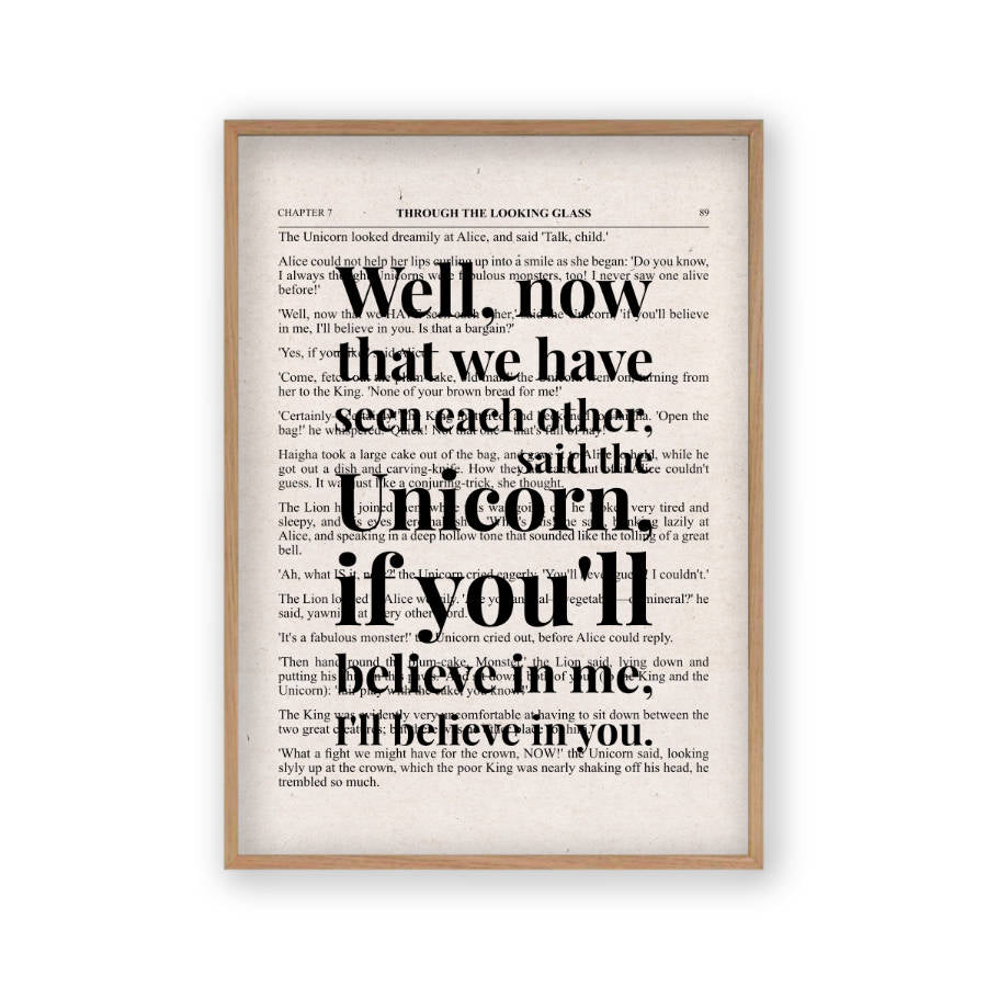 Alice In Wonderland Unicorn Quote Book Print
