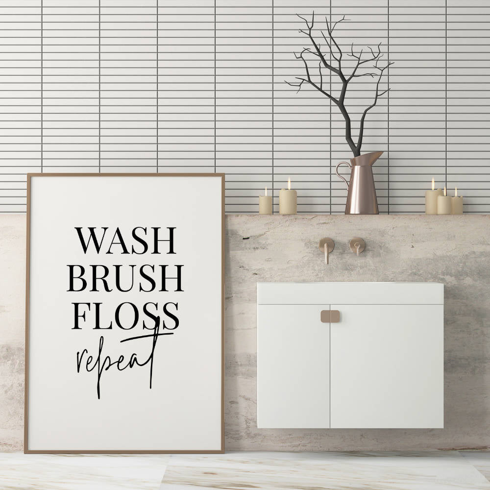 Wash Brush Floss Repeat Print