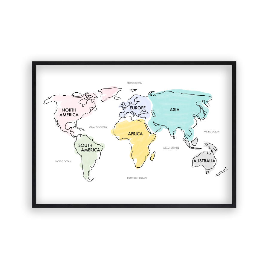 World Map Watercolour Print