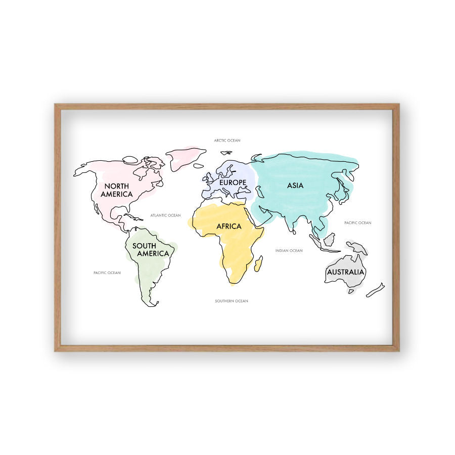 World Map Watercolour Print