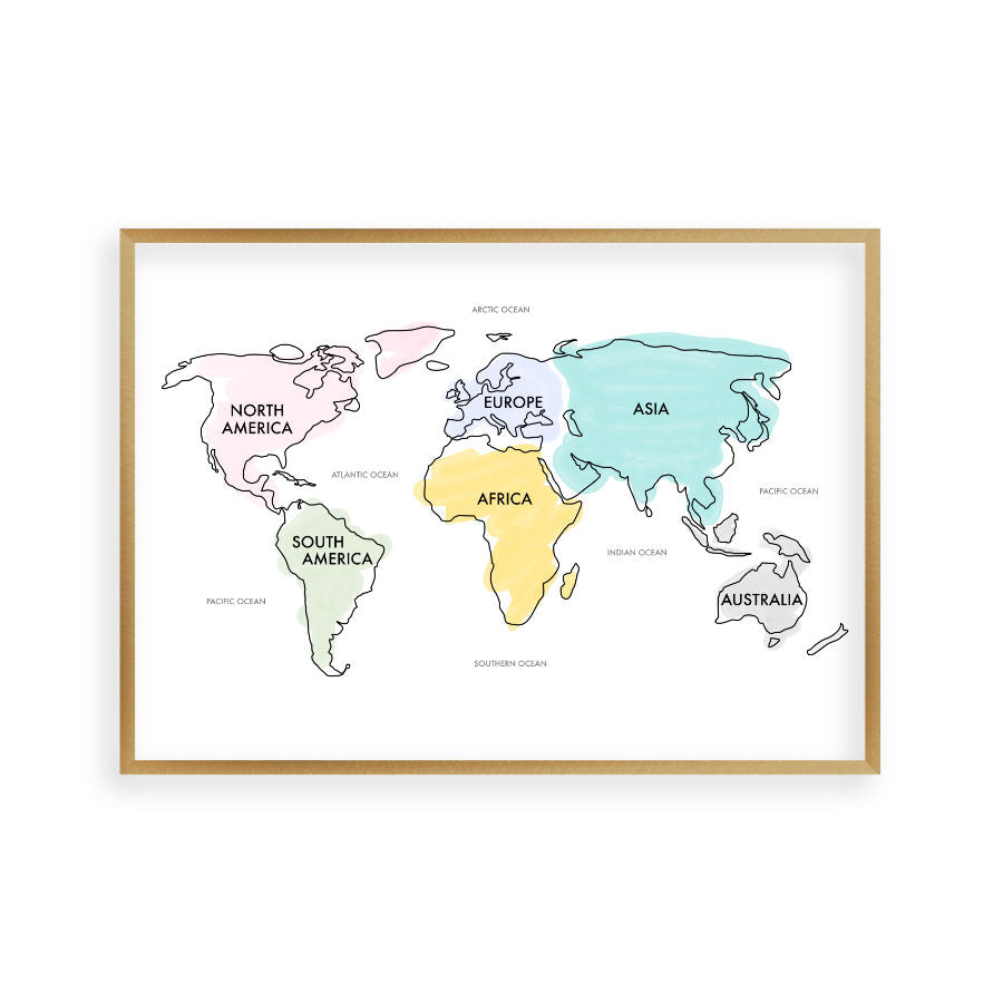 World Map Watercolour Print