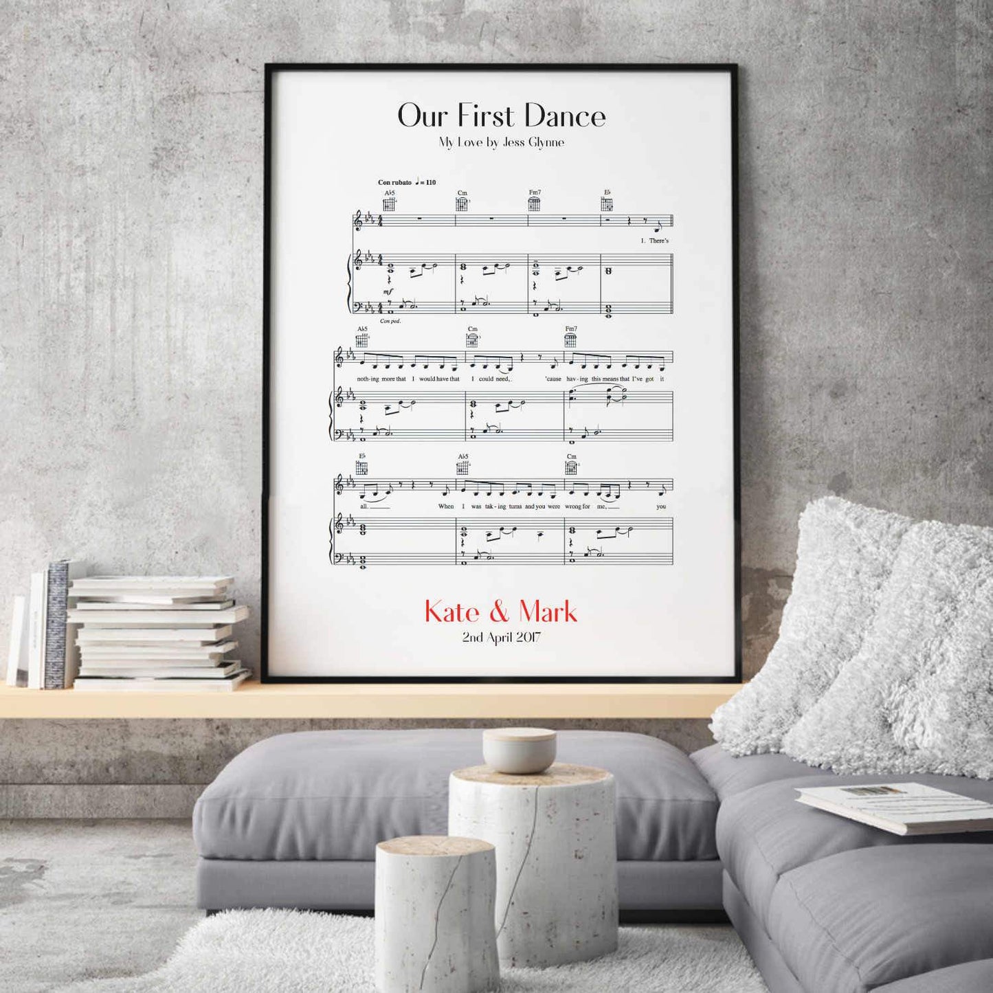 Personalised First Dance Wedding Music Sheet Notes Print - Blim & Blum