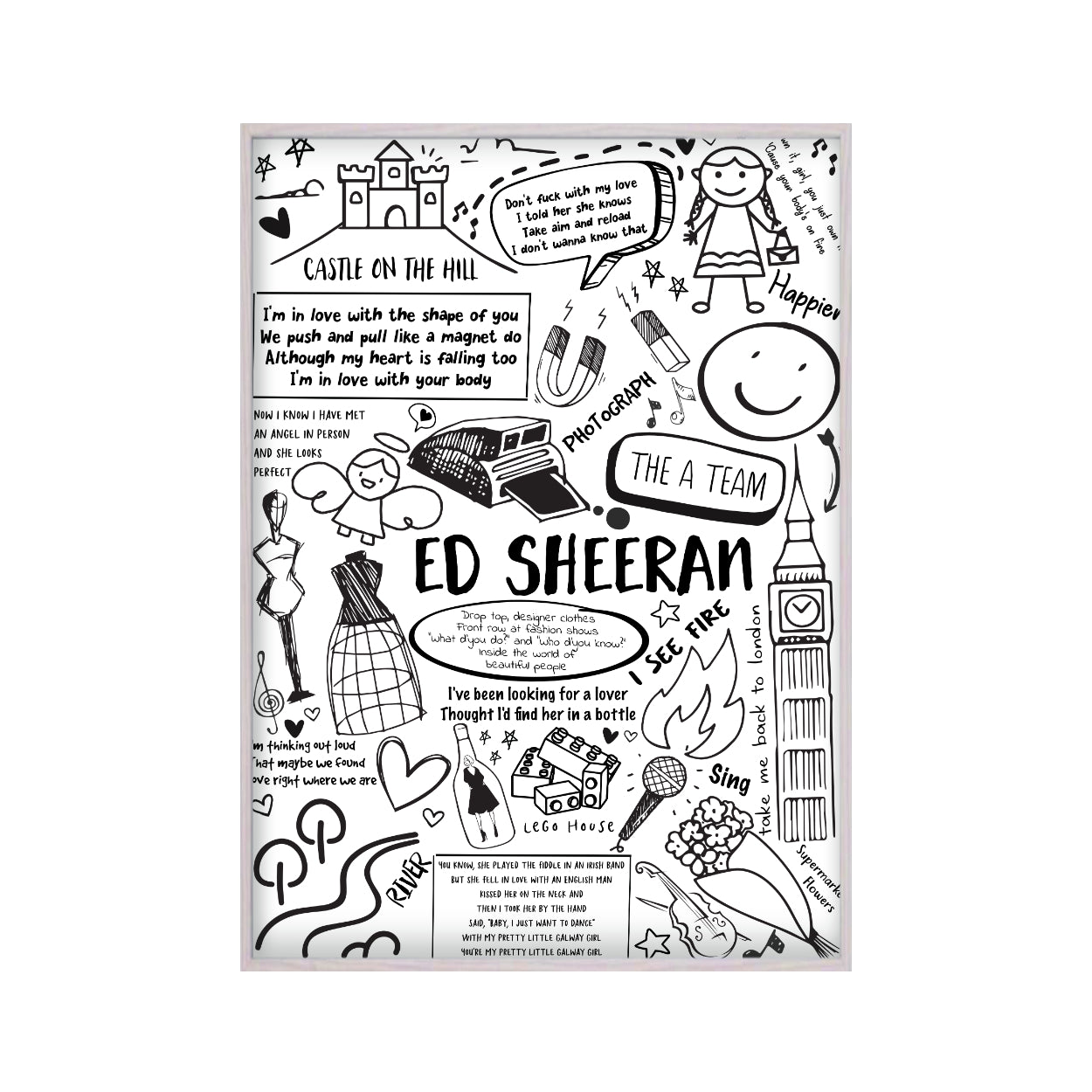 Ed Sheeran Song Lyric Album Print