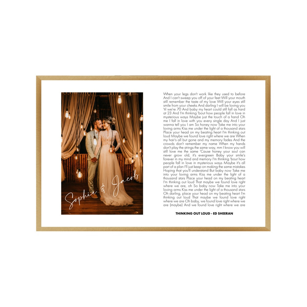 Personalised Song Lyrics And Photo Script Print