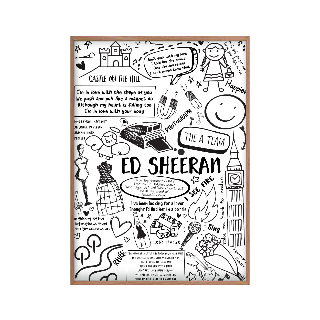 Ed Sheeran Song Lyric Album Print