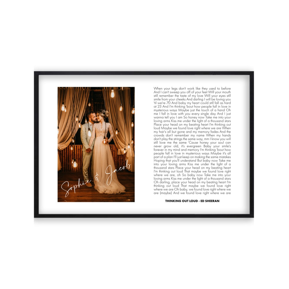 Personalised Song Lyrics And Photo Script Print