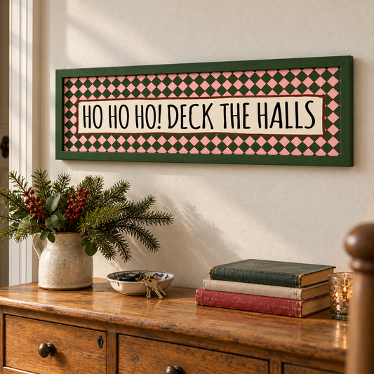 Ho Ho Ho Deck The Halls panoramic Christmas print