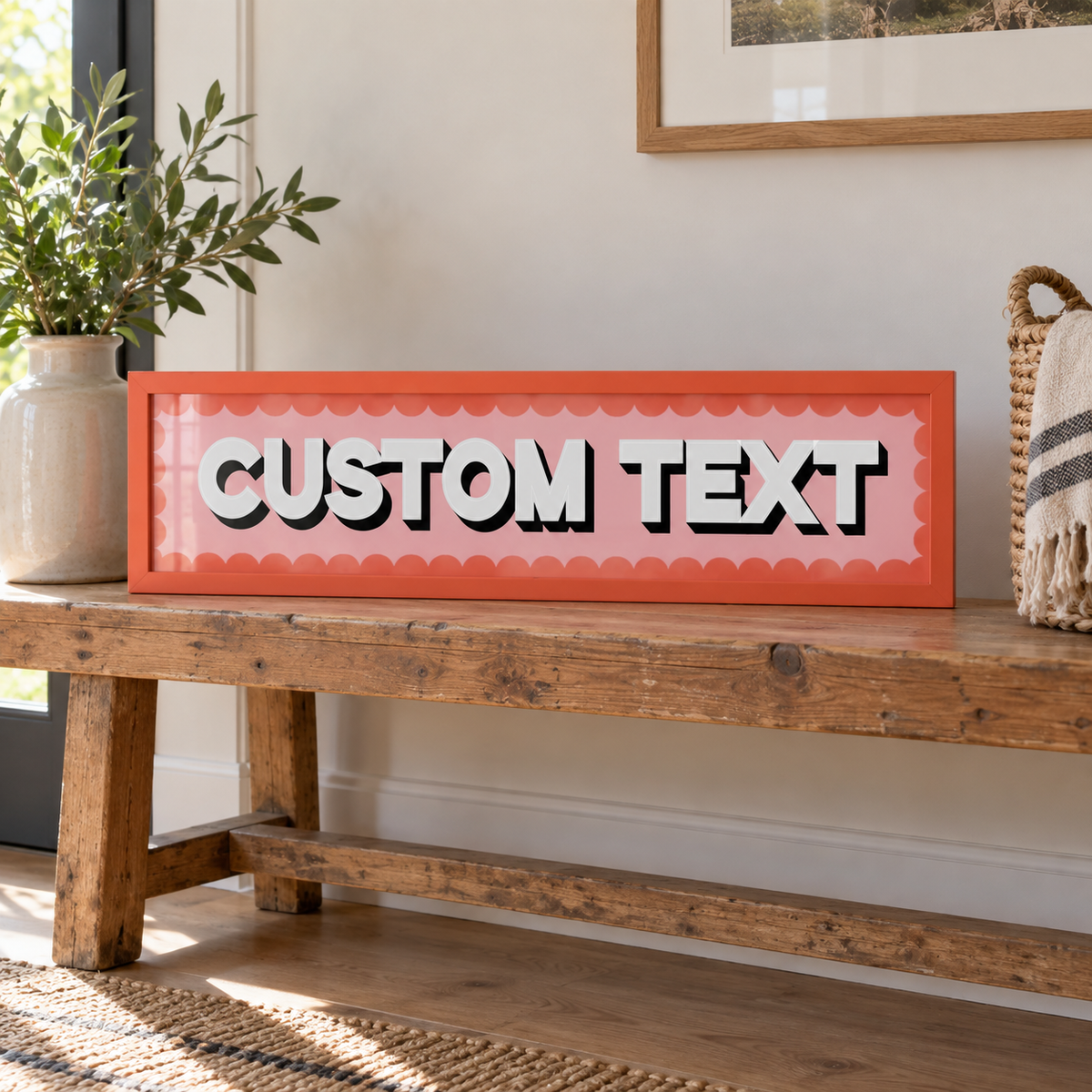Custom Text Panoramic Print in a room setting