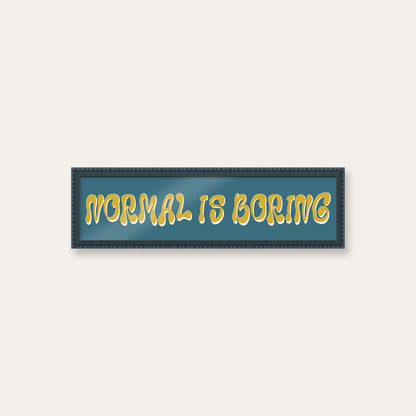 Normal Is Boring panoramic print in a midnight blue bobbin frame