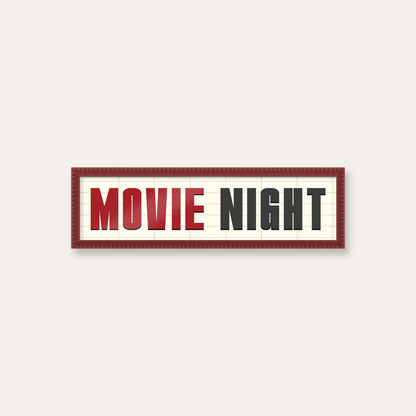 Movie Night panoramic print in a dark red bobbin frame