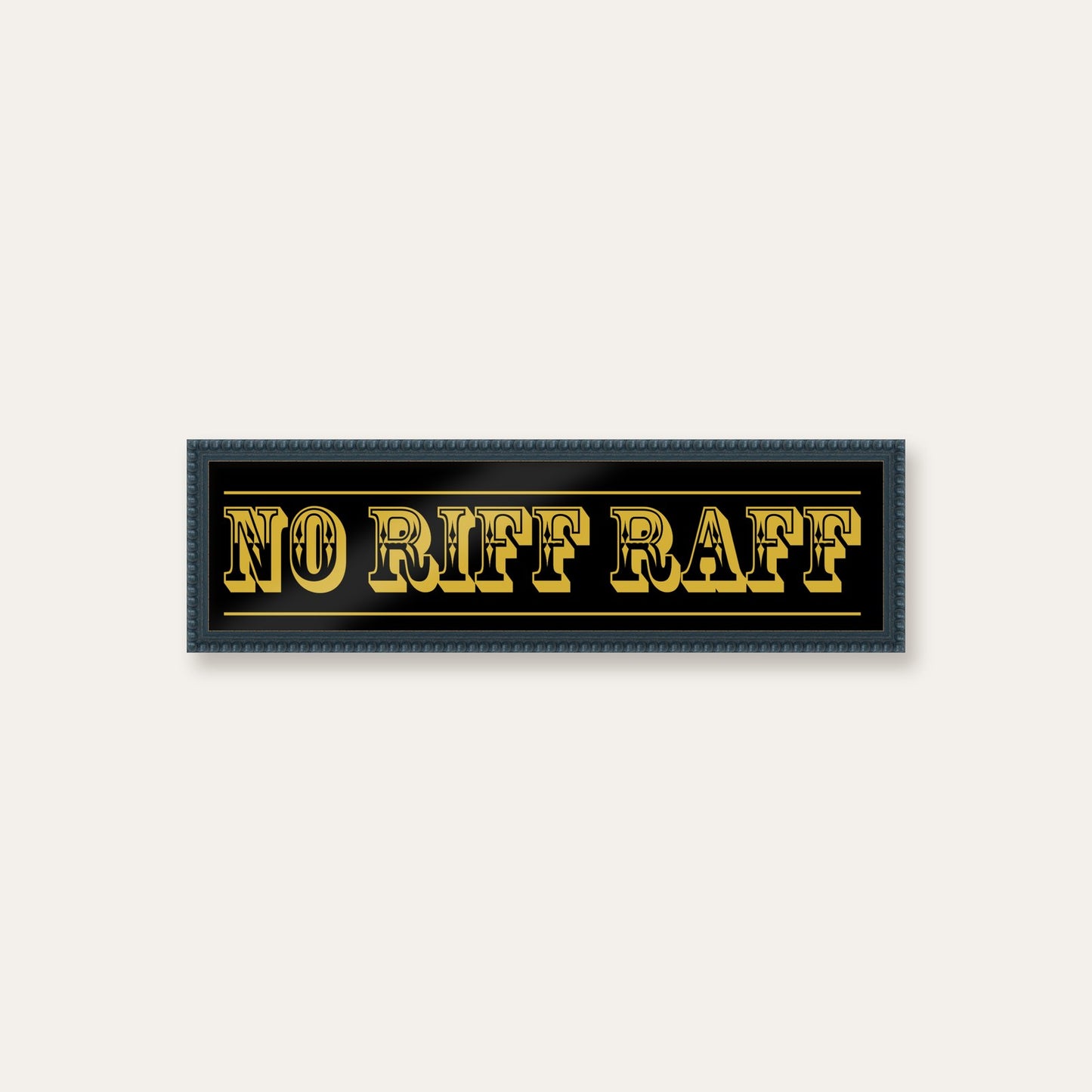 No Riff Raff panoramic print in a midnight blue bobbin frame