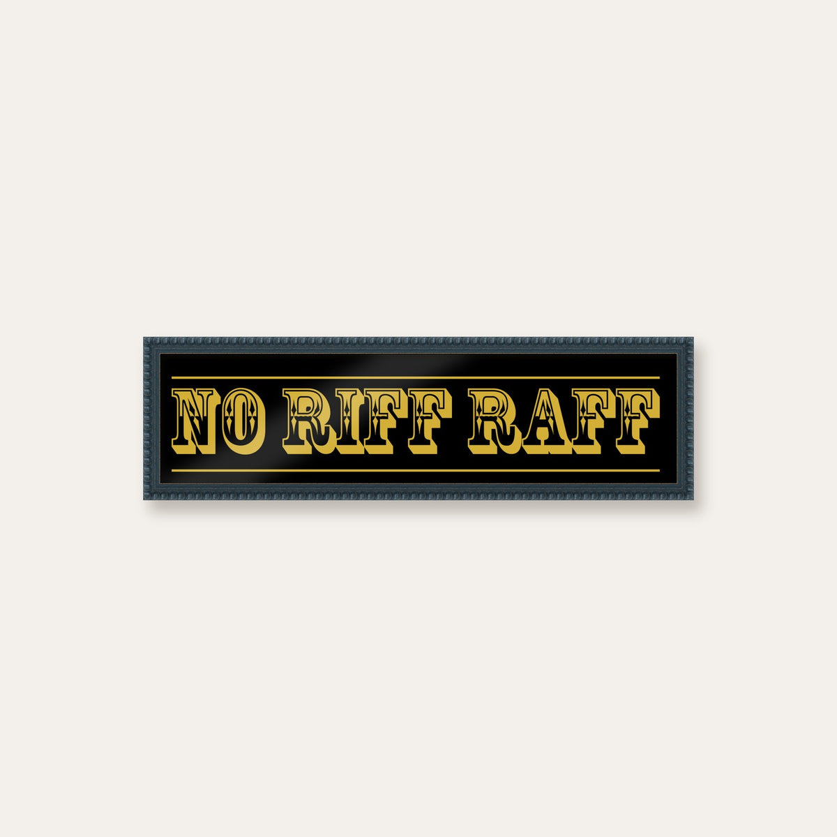 No Riff Raff panoramic print in a midnight blue bobbin frame