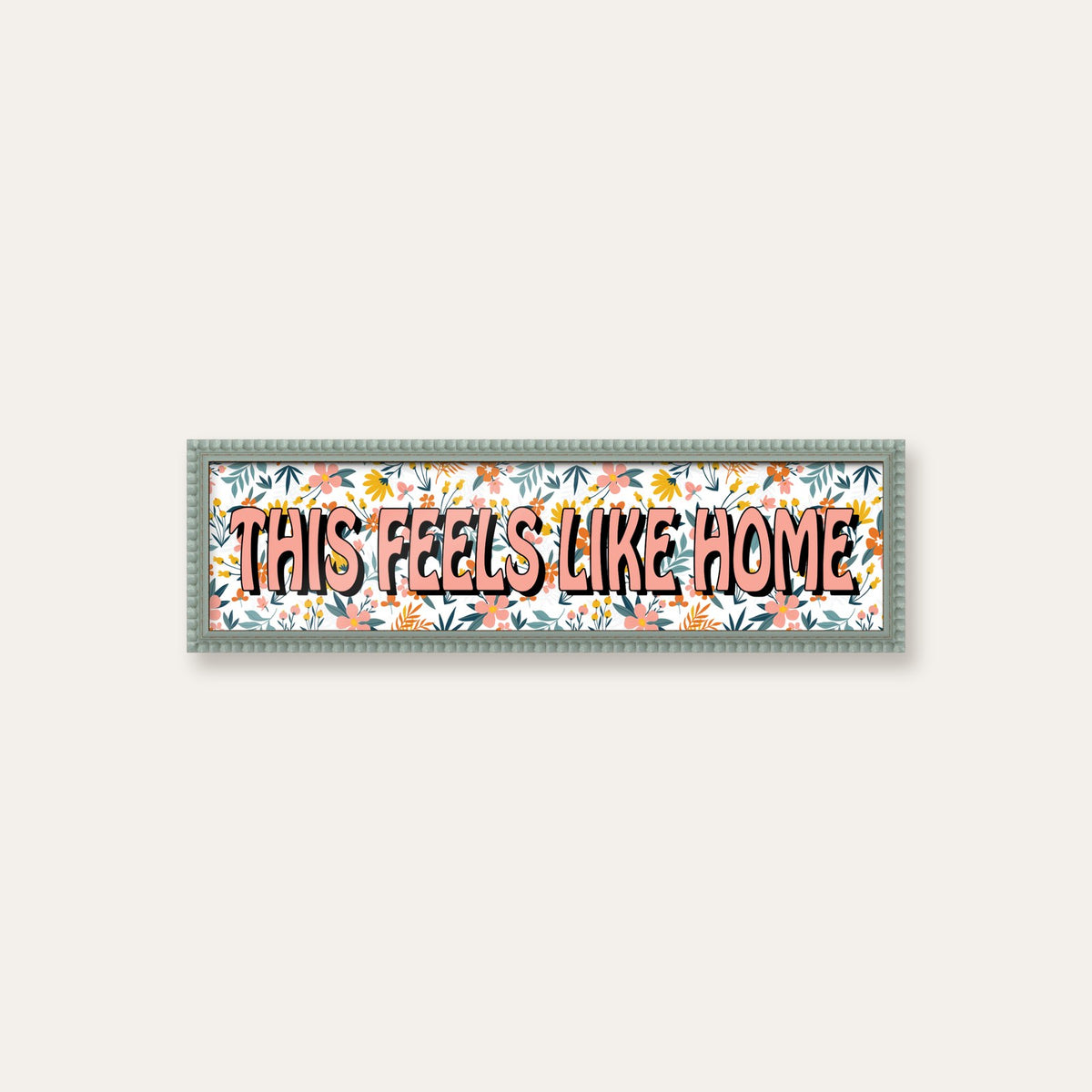 This Feels Like Home panoramic print in a pale grey bobbin frame