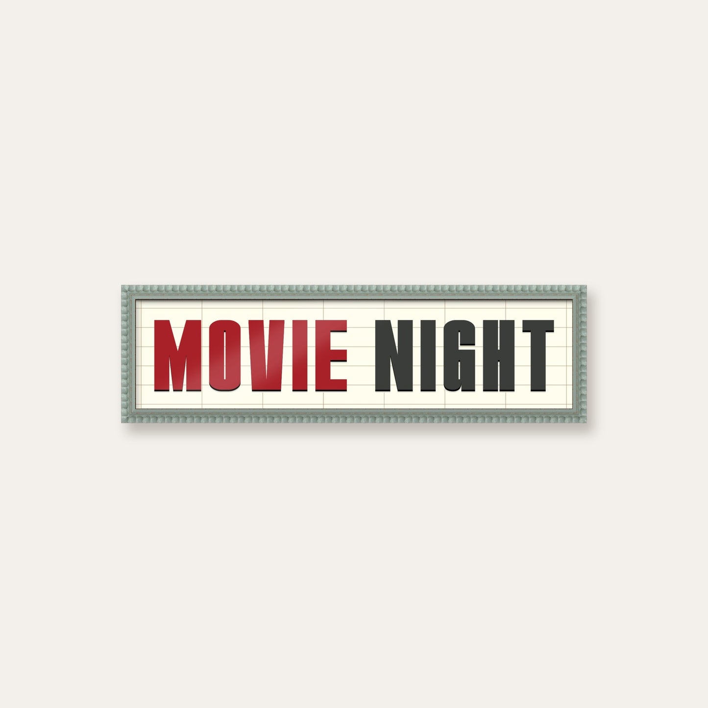 Movie Night panoramic print in a pale grey bobbin frame