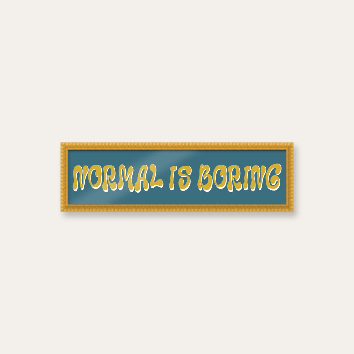 Normal Is Boring panoramic print in a yellow bobbin frame