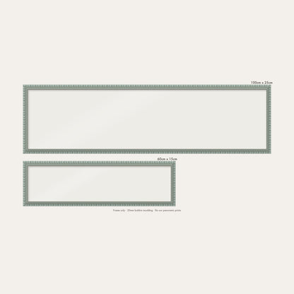 Pale Grey bobbin panoramic frame shown in both sizes, 60cm x 15cm and 100cm x 25cm