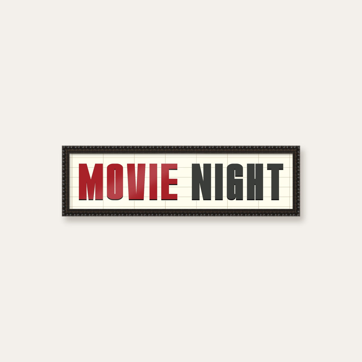 Movie Night panoramic print in a black bobbin frame