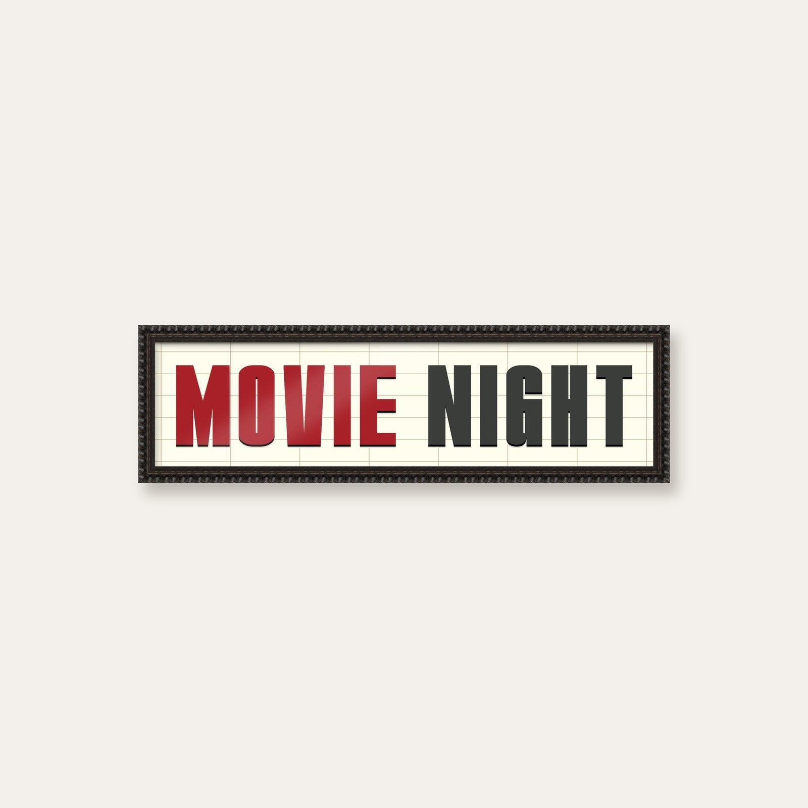 Movie Night panoramic print in a black bobbin frame