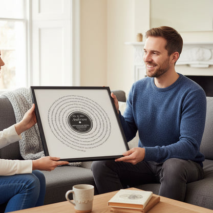Personalised Wedding Song Lyrics Vinyl Print