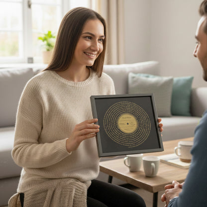 Personalised Vinyl Song Lyrics Metallic Gold Foil Print